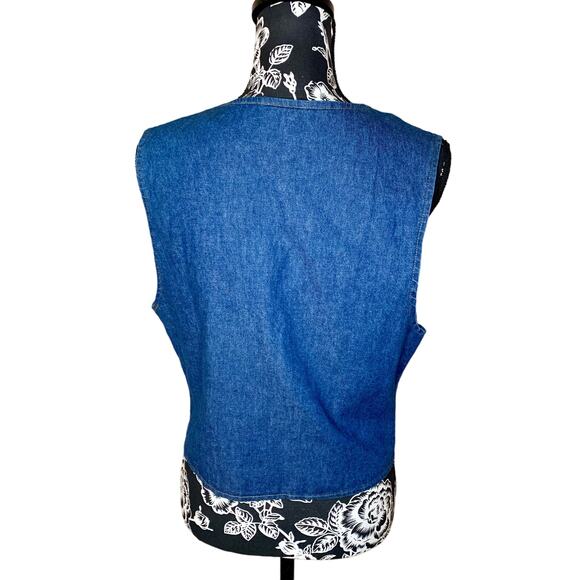 Vintage 90s Jean Vest with Sunflower Detailing - Picture 4 of 5